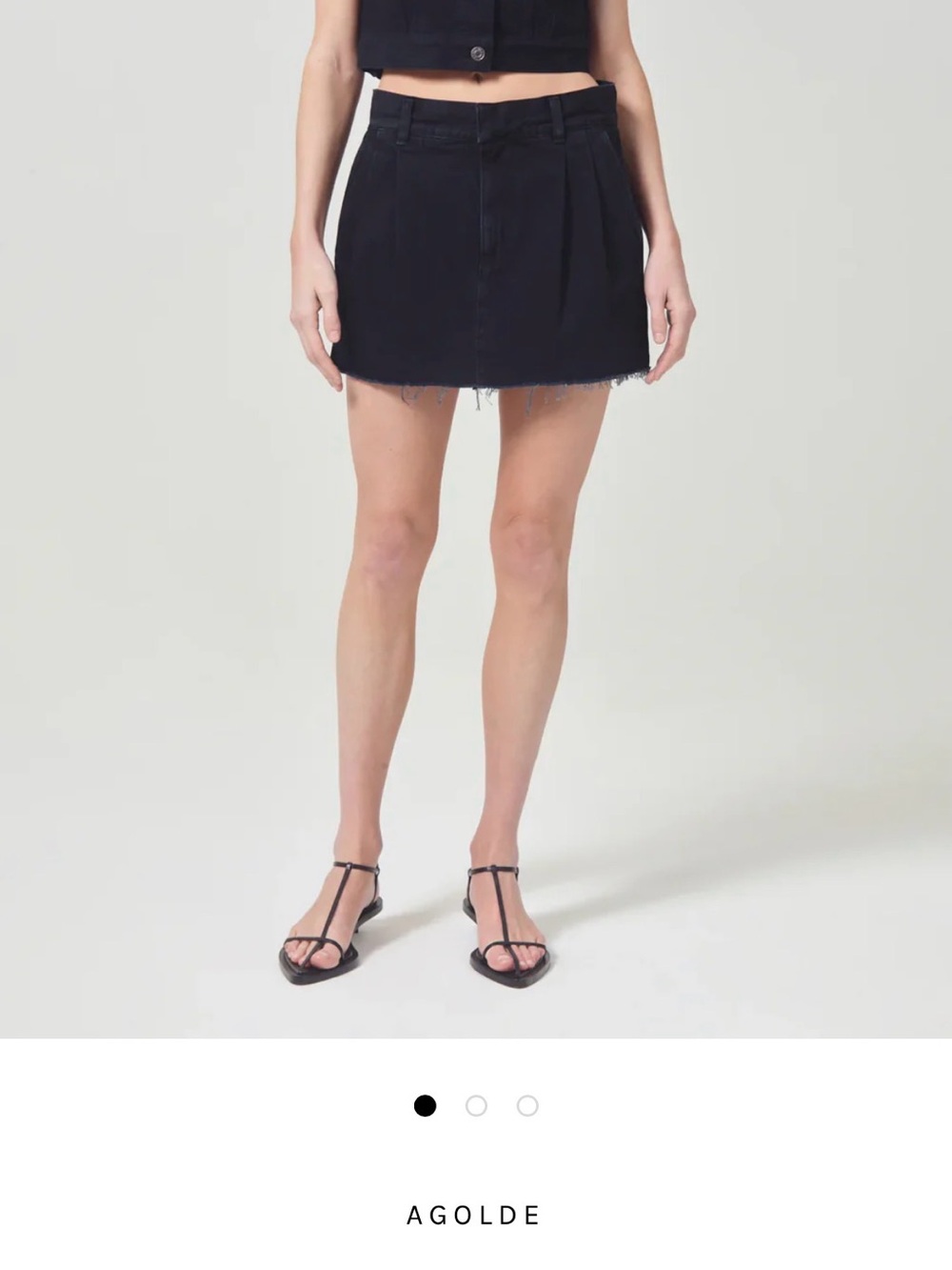 AGOLDE Becker Black Denim Cutoff Mini Skirt